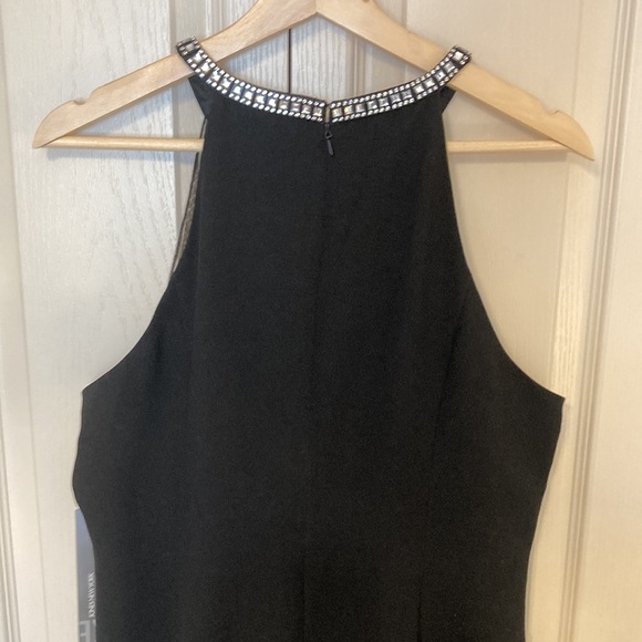 NWT. Jones New York LUXE black halter dress with sheer pleaded neckline. Size 16 - Picture 4 of 8